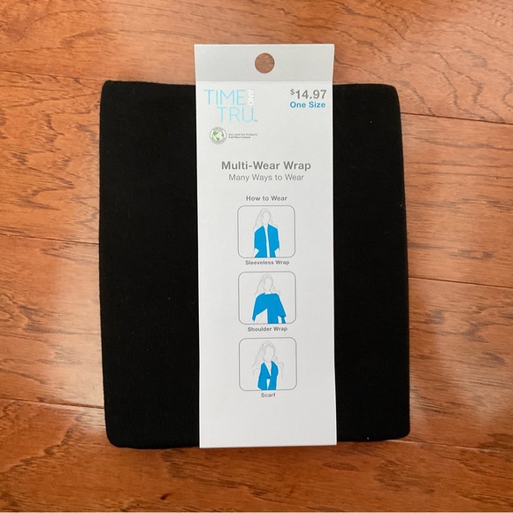 Time and Tru Accessories - NWT Time and Tru Black Multi Wear Knit Wrap Scarf Shoulder Wrap Belt Cinch